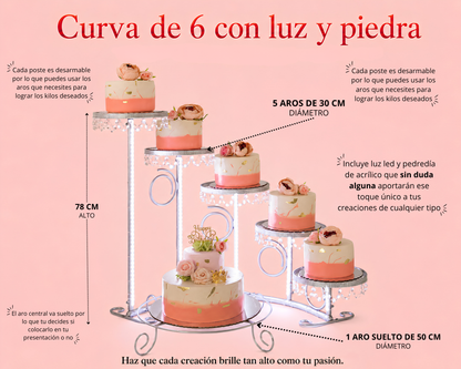 Curva de 6 con luz y piedra