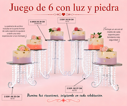 Juego de 6 con luz y piedra