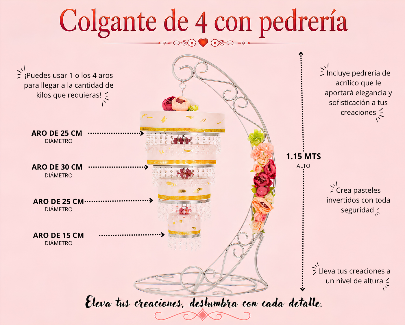 Colgante de 4 con pedrería