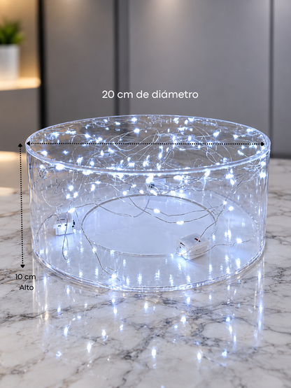 Soporte individual de acrílico con luz de pila